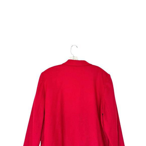 Vintage Dark Red Single Button Oversized Academia Preppy Wool Blazer Size 16 - Picture 11 of 15